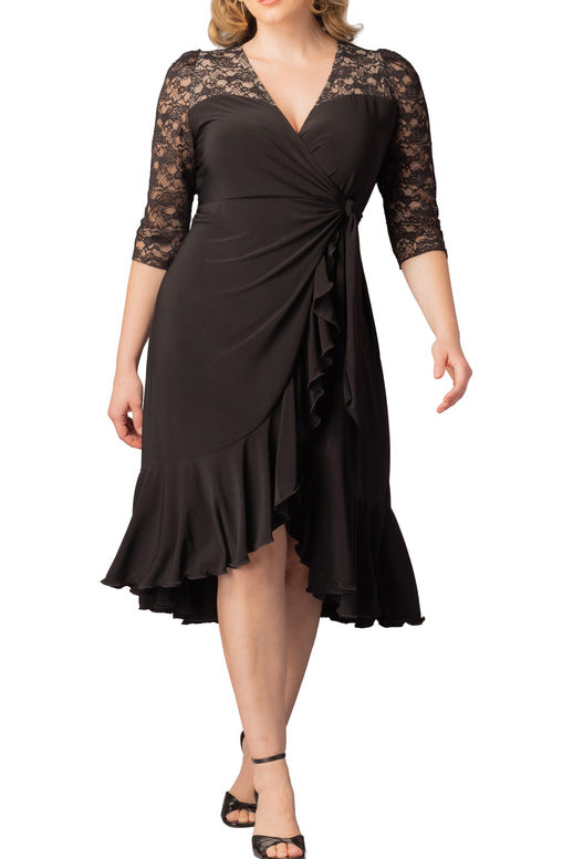 black lace wrap dress Lavish -Black Noir COLOR:TAPIOCA and scooped asymmetrical mini fs a Cotton Waffle boohoo Women's Plus Satin