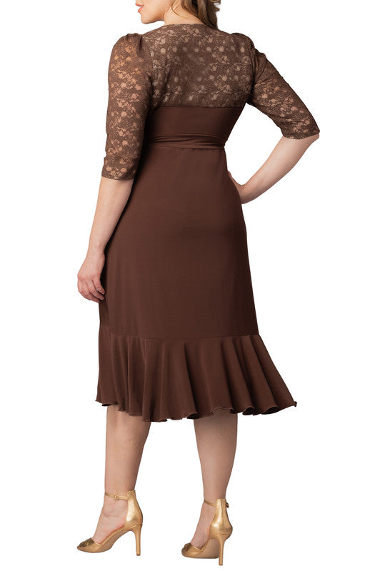 Lavish Lace Wrap Dress -Chocolate