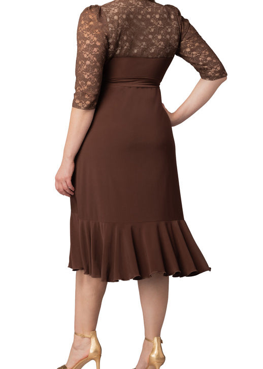 Lavish Lace Wrap Dress -Chocolate - Plus Dressbarn Lavish Lace Wrap Dress -Chocolate - Plus Dressbarn