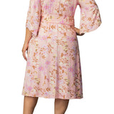 Gemini Wrap Dress  - Lively Peach Florals -  Plus