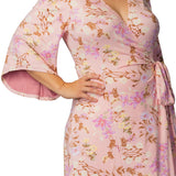 Gemini Wrap Dress  - Lively Peach Florals -  Plus