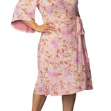 Gemini Wrap Dress  - Lively Peach Florals -  Plus
