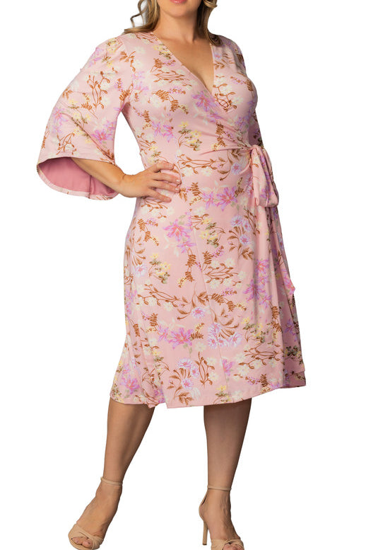 Gemini Wrap Dress  - Lively Peach Florals -  Plus