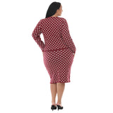Plus Size Polka Dot Sweater Midi Skirt Set