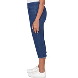 Alfred Dunner Super Stretch Denim Fringe Capri Pant- Petite