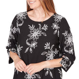 Alfred Dunner Tossed Floral Embroidered Top- Petite
