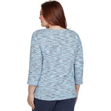 Alfred Dunner Space Dye Top with Necklace - Indigo