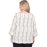 Alfred Dunner Spliced Jacquard Stripe Top - Plus