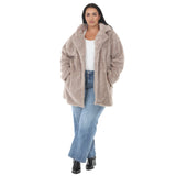 Plus Size Long Plush Button-Front Coat