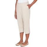 Alfred Dunner Solid Twill Button Hem Capri Pant