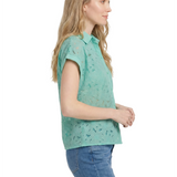 NY Collection Short Sleeve Eyelet Blouse