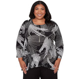 Alfred Dunner Geometric Sharkbite Hem Top with Necklace - Plus