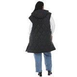 Plus Size Hooded Quilted Longline Puffer Vest