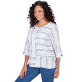 Alfred Dunner Spliced Jacquard Stripe Top