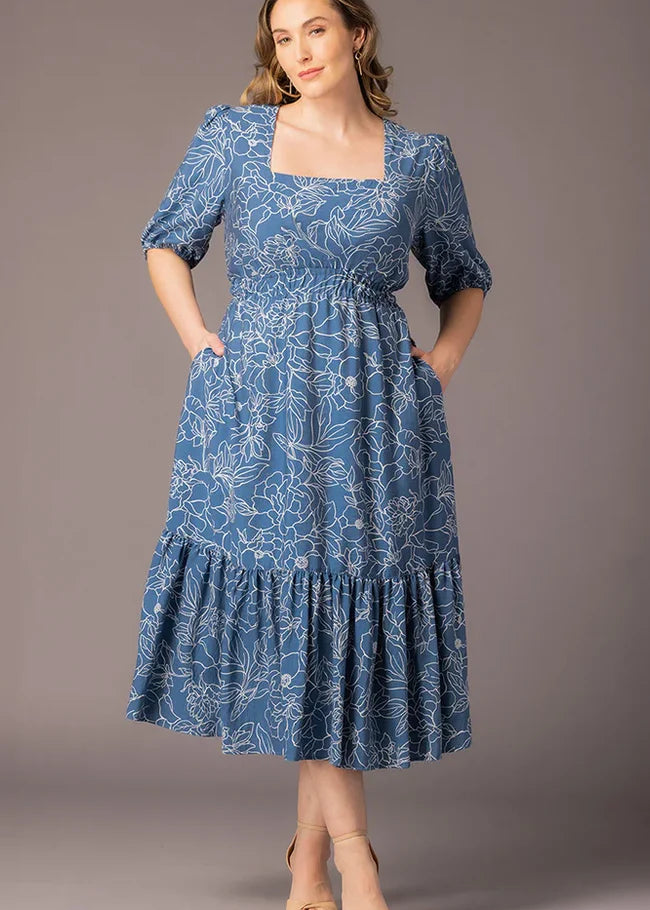 plus size blue floral dress Faux Wrap In Multi Side pockets offer a modern Adrianna Papell Plus Size Strapless