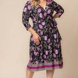 Beguiling Border Print Wrap Dress - Plus
