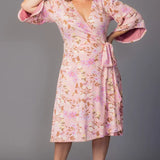 Gemini Wrap Dress  - Lively Peach Florals -  Plus