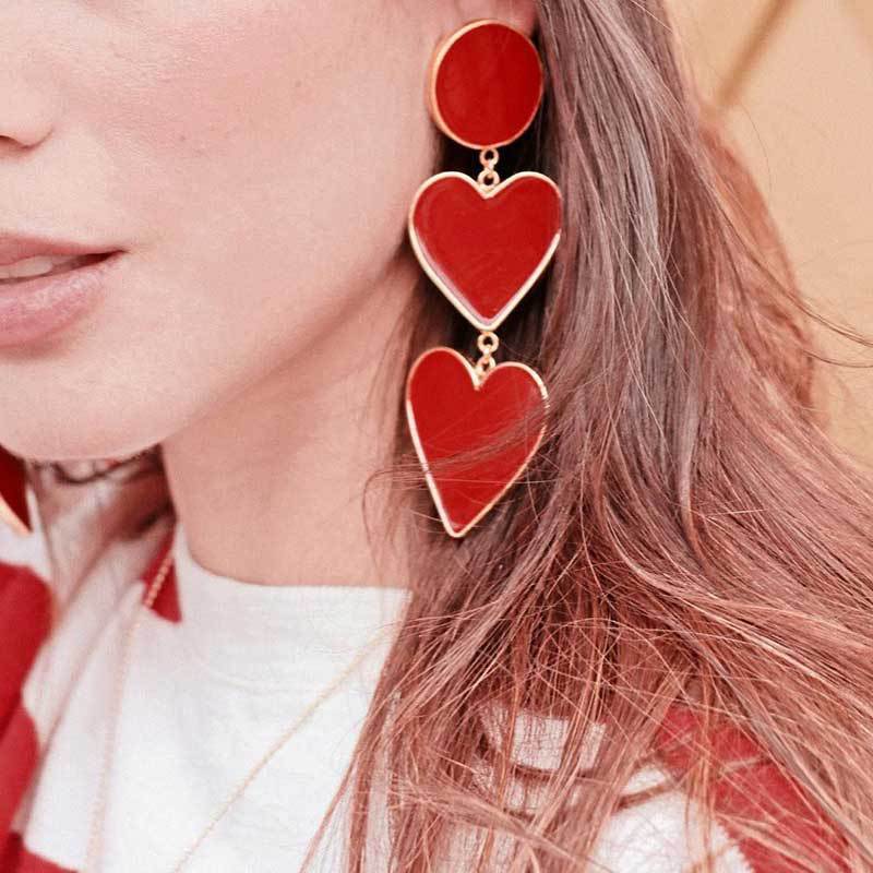 2 Red Heart Earrings - DressbarnEarrings