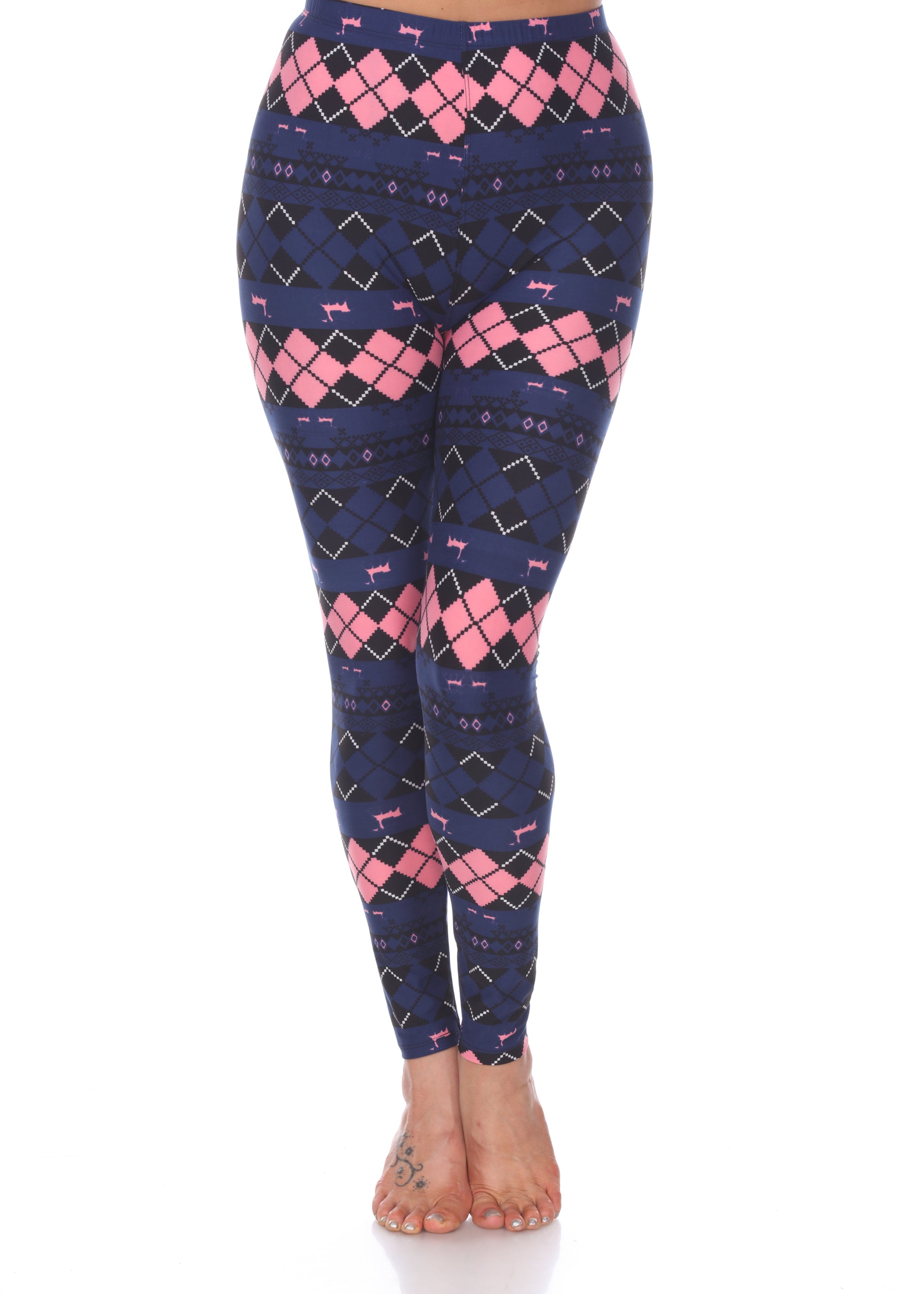 Women's-One-Size-Fits-Most-Argyle-Print-Leggings-Leggings