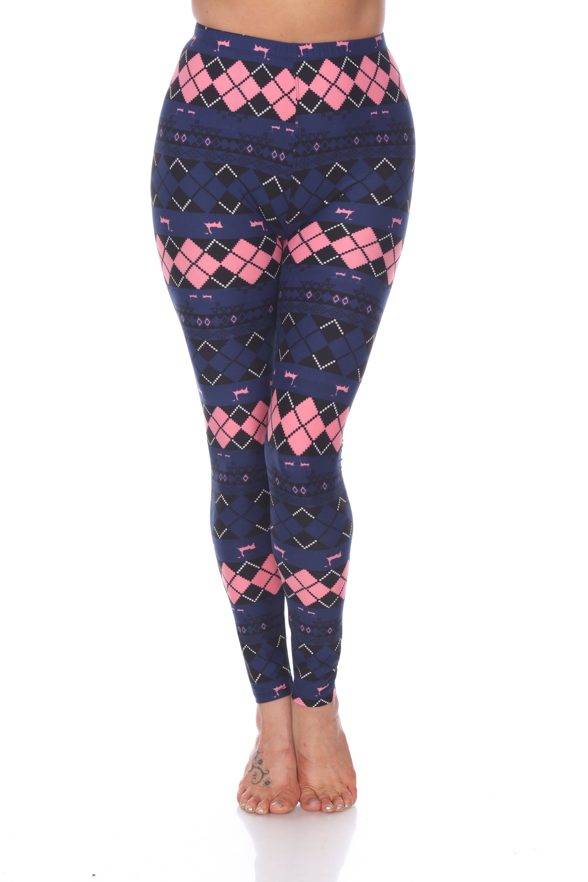 Women's-One-Size-Fits-Most-Argyle-Print-Leggings-Leggings