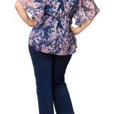 Seaside Serenade Navy Wisteria Blooms Top - Plus
