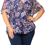 Seaside Serenade Navy Wisteria Blooms Top - Plus