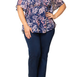 Seaside Serenade Navy Wisteria Blooms Top - Plus