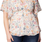 Seaside Serenade Top  - Pale Blossoms -  Plus