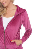 White Mark Women's 2 Piece Velour Tracksuit Set