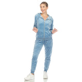 White Mark Women's 2 Piece Velour Tracksuit Set