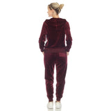 White Mark Women's 2 Piece Velour Tracksuit Set