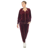 White Mark Women's 2 Piece Velour Tracksuit Set