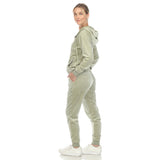 White Mark Women's 2 Piece Velour Tracksuit Set