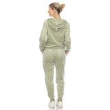 White Mark Women's 2 Piece Velour Tracksuit Set