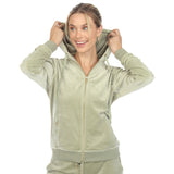 White Mark Women's 2 Piece Velour Tracksuit Set