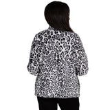 Alfred Dunner Cozy Animal Print Knit Jacket - Grey/Black