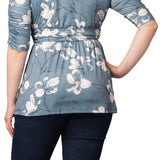 Solstice Square Neck Top  - Grey Lily Print -  Plus