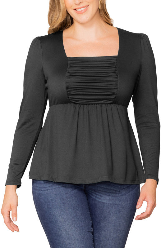 Barn Ruche Rylan Ruched Top - Black - Plus – Dressbarn