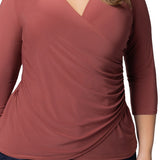 Marsala Femme Fatale Faux Wrap Top - Plus