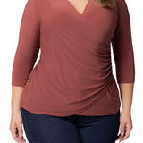 Marsala Femme Fatale Faux Wrap Top - Plus