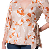 Nina 3/4 Sleeve Wrap Top - Plus