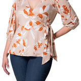 Nina 3/4 Sleeve Wrap Top - Plus