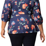 Nina 3/4 Sleeve Wrap Top - Plus