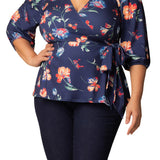 Nina 3/4 Sleeve Wrap Top - Plus