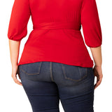 Nina 3/4 Sleeve Wrap Top - Plus
