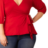 Nina 3/4 Sleeve Wrap Top - Plus