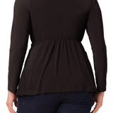 Abigail Long Sleeve Twist Top - Black Noir - Plus