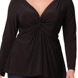 Abigail Long Sleeve Twist Top - Black Noir - Plus