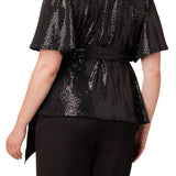Shimmering Sequin Wrap Top - Plus