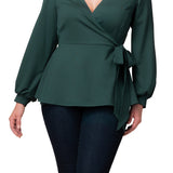Natasha Long Sleeve Wrap Top - Plus